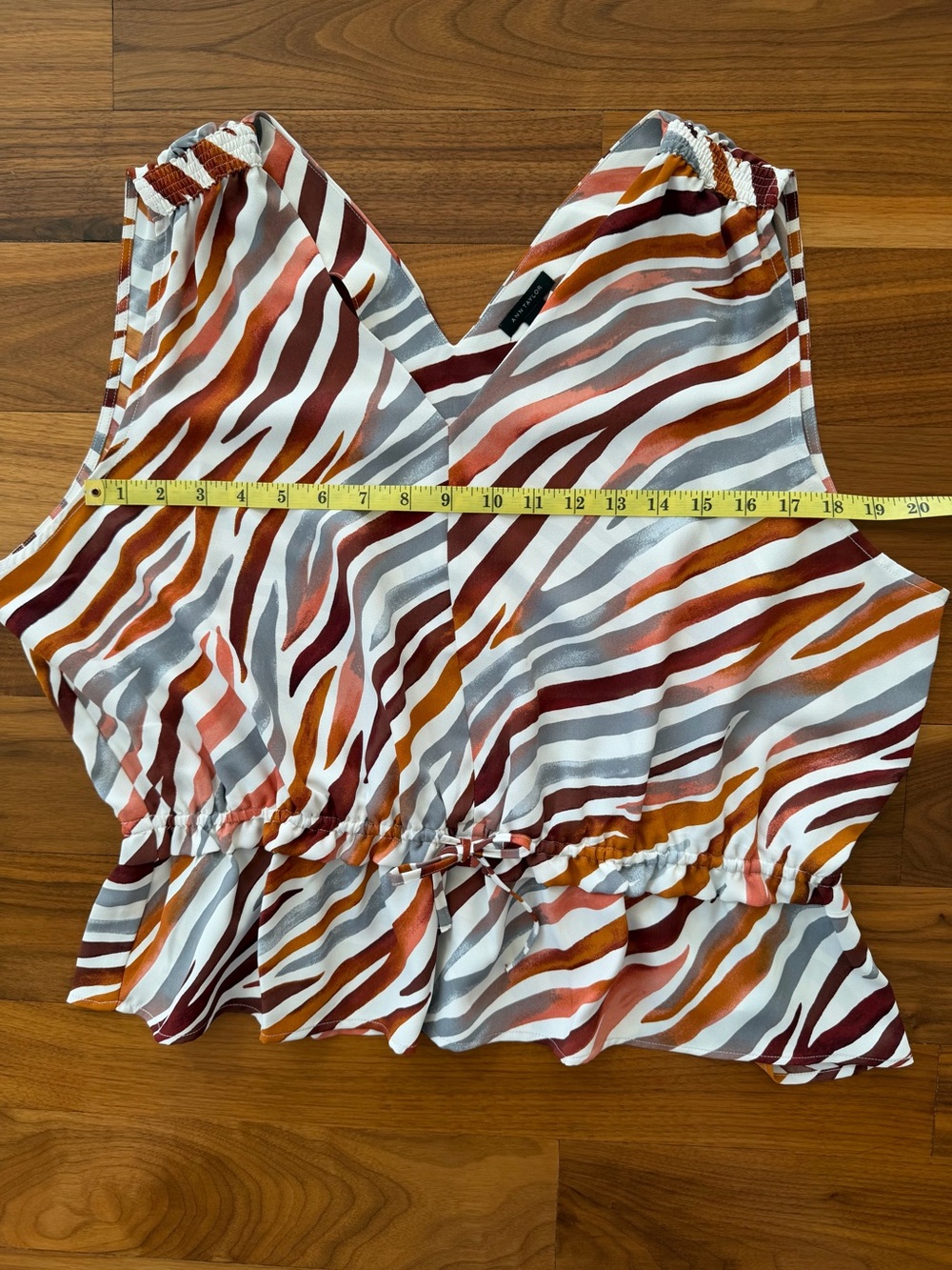 NWT Ann Taylor Zebra Stripe Moroccan Spice Sleeveless Peplum Top Size L Brown - Picture 10 of 16